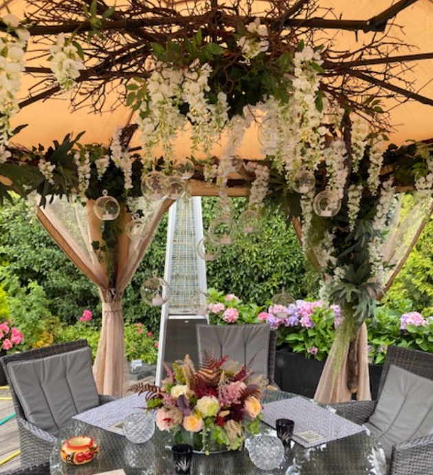 London wedding florist TBR Floral Design has created this floral centrepiece and flower tree installation.