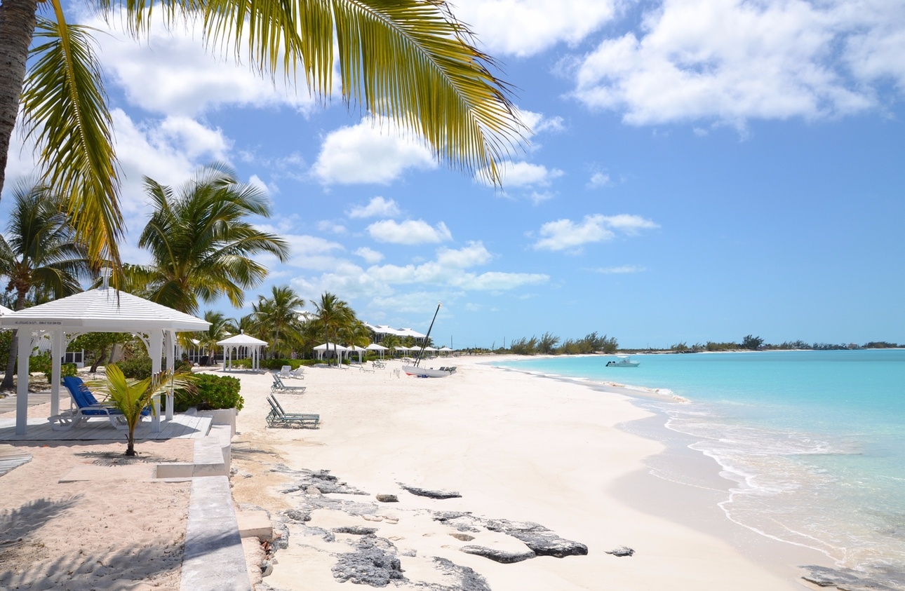 White sandy beach in The Bahamas.