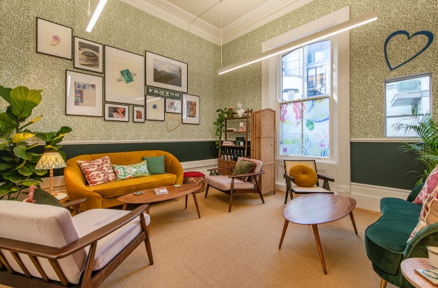 living room style with retro furniture