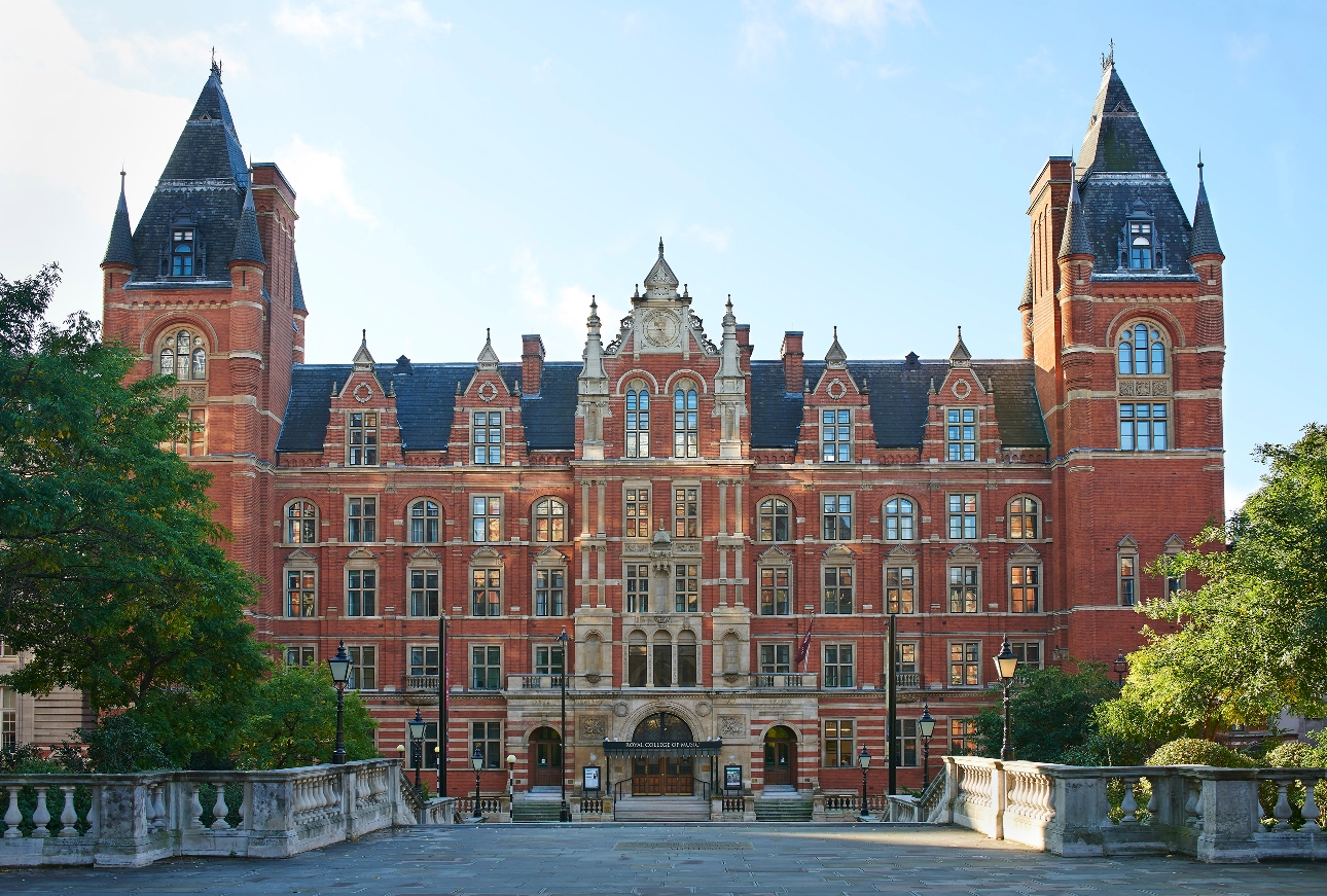 Historic red brick facade of london college 