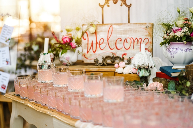 drinks station at a wedding