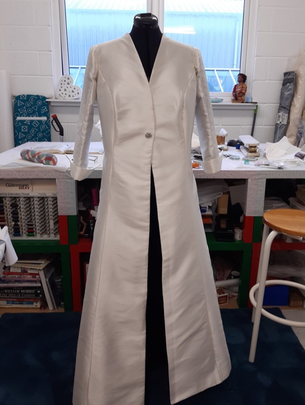 silk white full length bridal jacket