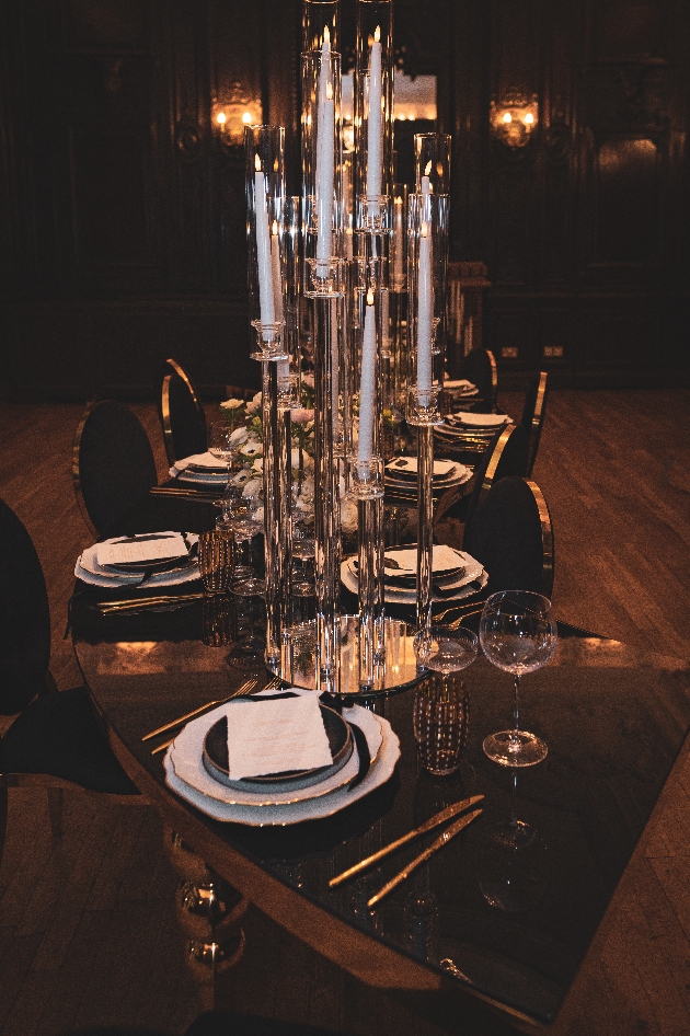 tall candles on table