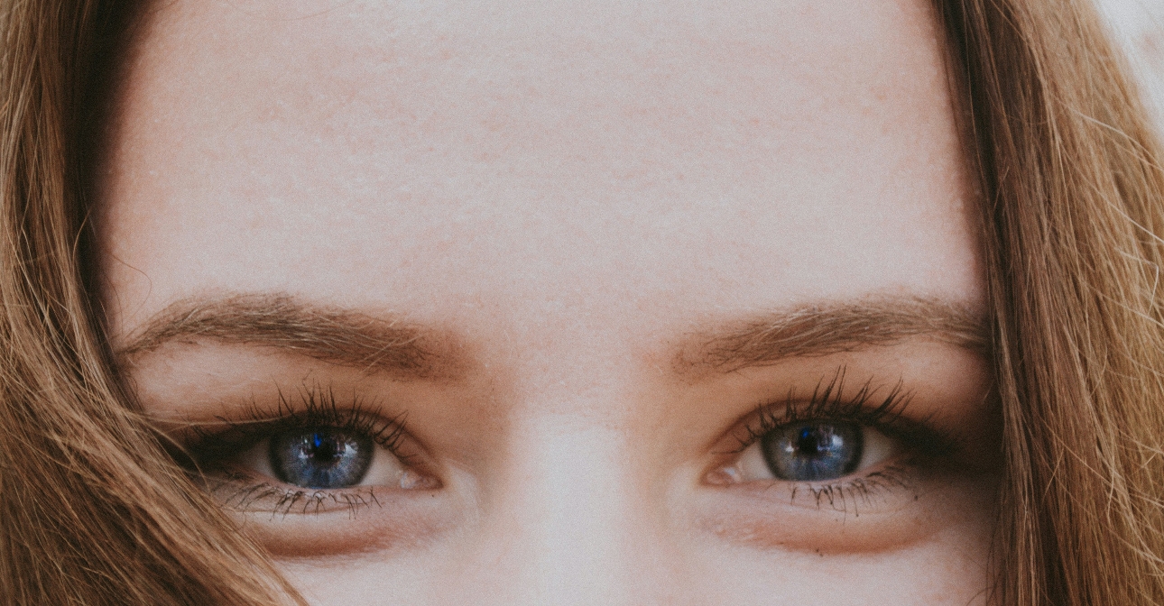 close up of woman's forehead