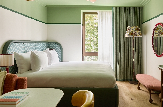 The July London Victoria apartment-hotel interior with Art Deco design and sustainable urban sanctuary features.