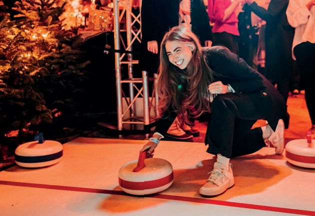 outdoor curling lanes and winter village at the curling club uk