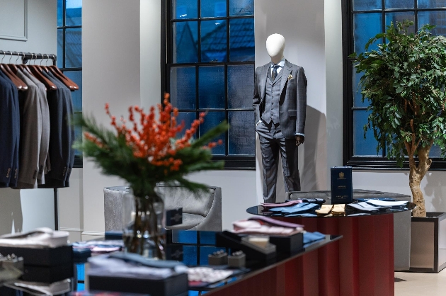 The interior of a men's suit store